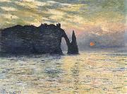 Claude Monet Etretat,Sunset oil painting on canvas